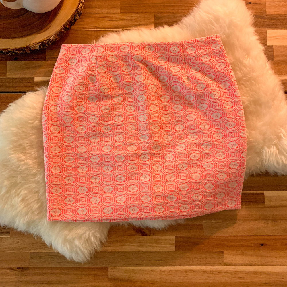 GAP PINK AND TAN GEOMETRICAL PRINT MINI SKIRT